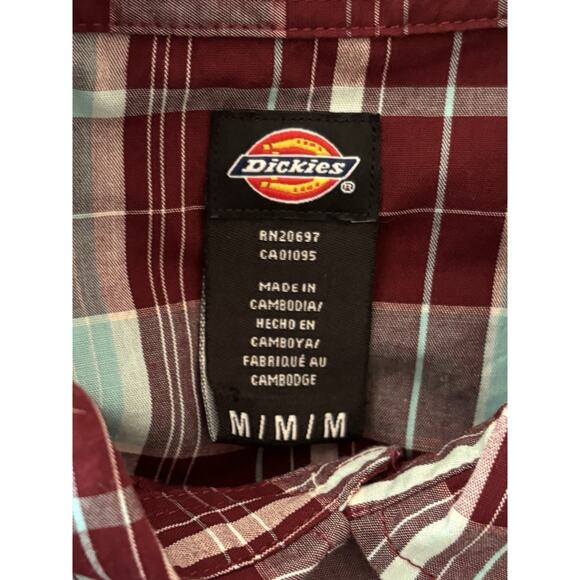 Dickies Men's Western Shirt Medium Plaid Pearl Snaps Relaxed Fit Ranch Rodeo EUC - Picture 9 of 9